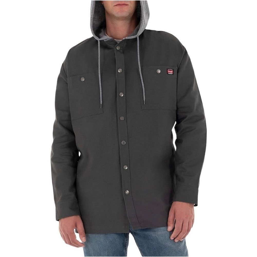 Wrangler Men's Long-Sleeve Unlined Canvas Shirt Jacket with Hood Size 2XL